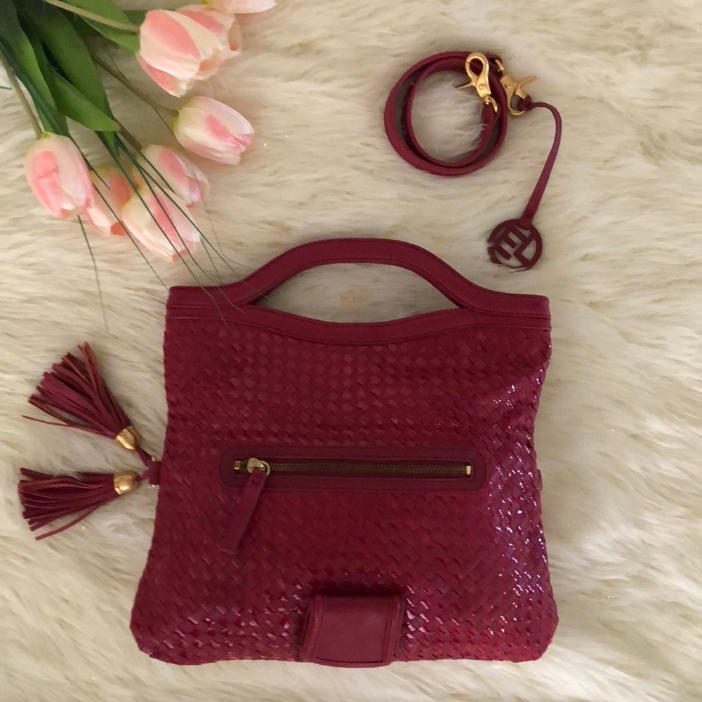 ELLIOT LUCCA WOVEN MULTI USE HANDBAG MERLOT - Picture 2 of 7
